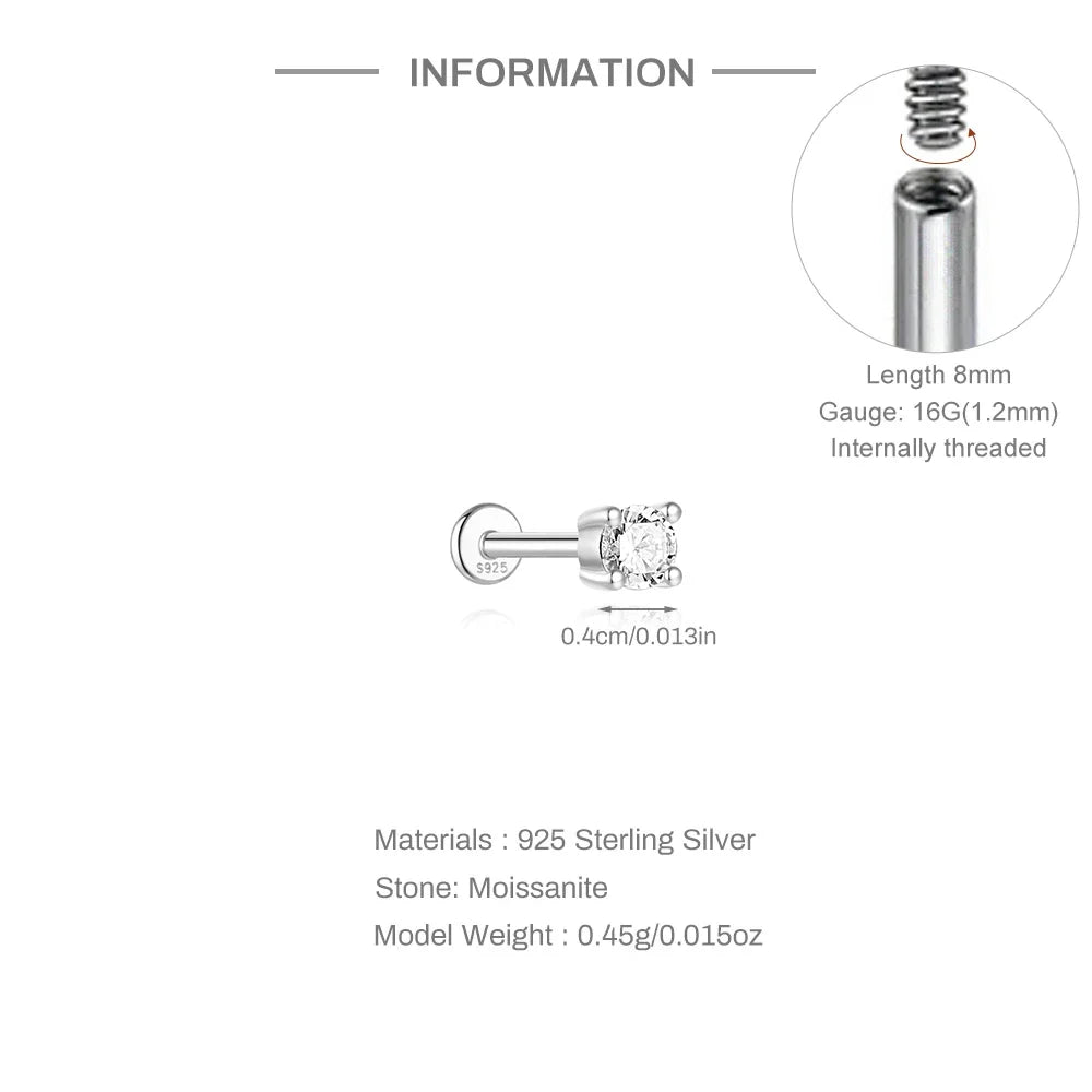 Single Moissanite Earring: Mini Stud & Hoop Styles