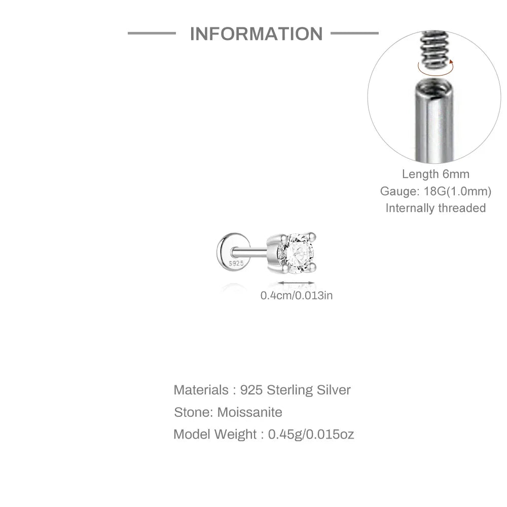 Single Moissanite Earring: Mini Stud & Hoop Styles