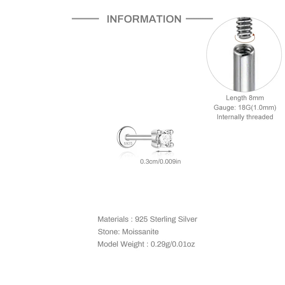 Single Moissanite Earring: Mini Stud & Hoop Styles