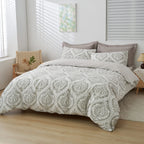 Tache Dreamy Moon Sky Ogee Damask Heather Gray White Duvet Cover (TB300)