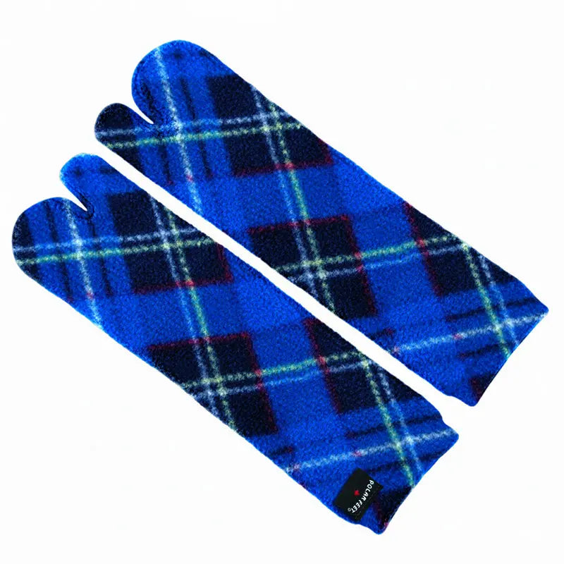 Polar Feet Fleece Tabi Socks - Blue Argyle