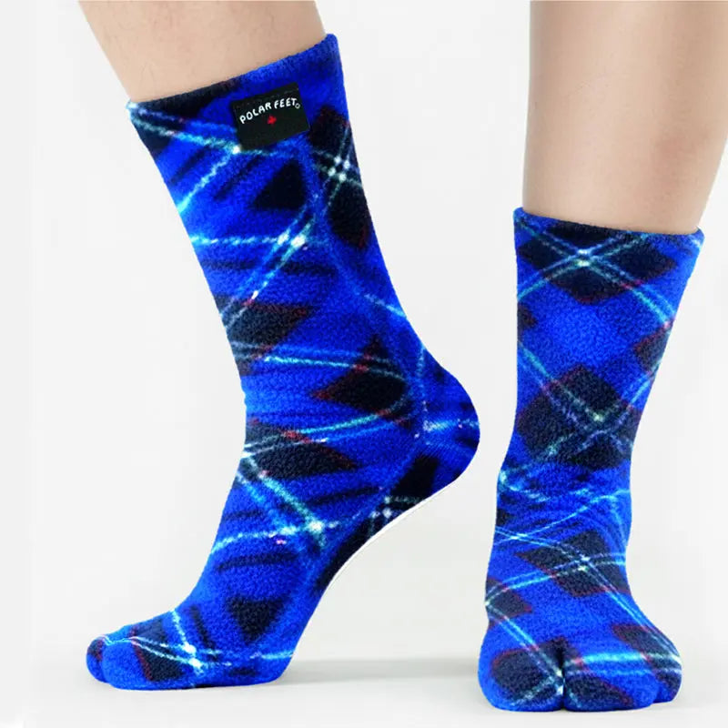 Polar Feet Fleece Tabi Socks - Blue Argyle