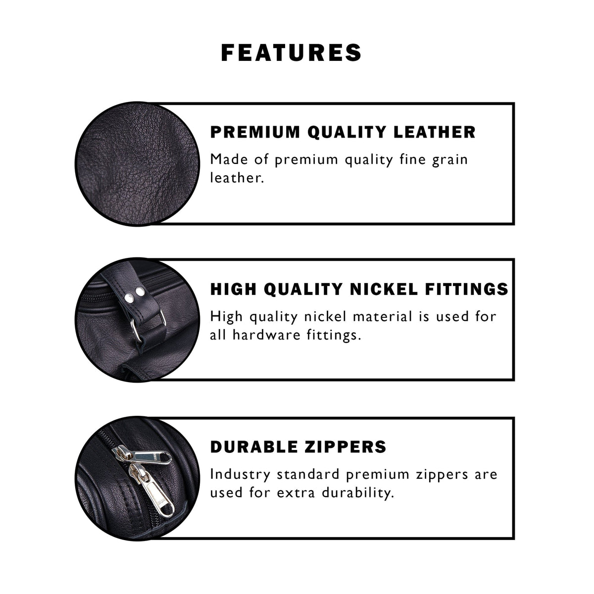 Black Leather Travel Duffel Bag + Free Toiletry Bag