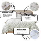 Tache Dreamy Moon Sky Ogee Damask Heather Gray White Duvet Cover (TB300)
