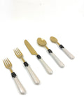 Vibhsa White Resin Handle Flatware set of 20 Antique Design