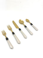 Vibhsa White Resin Handle Flatware set of 20 Antique Design