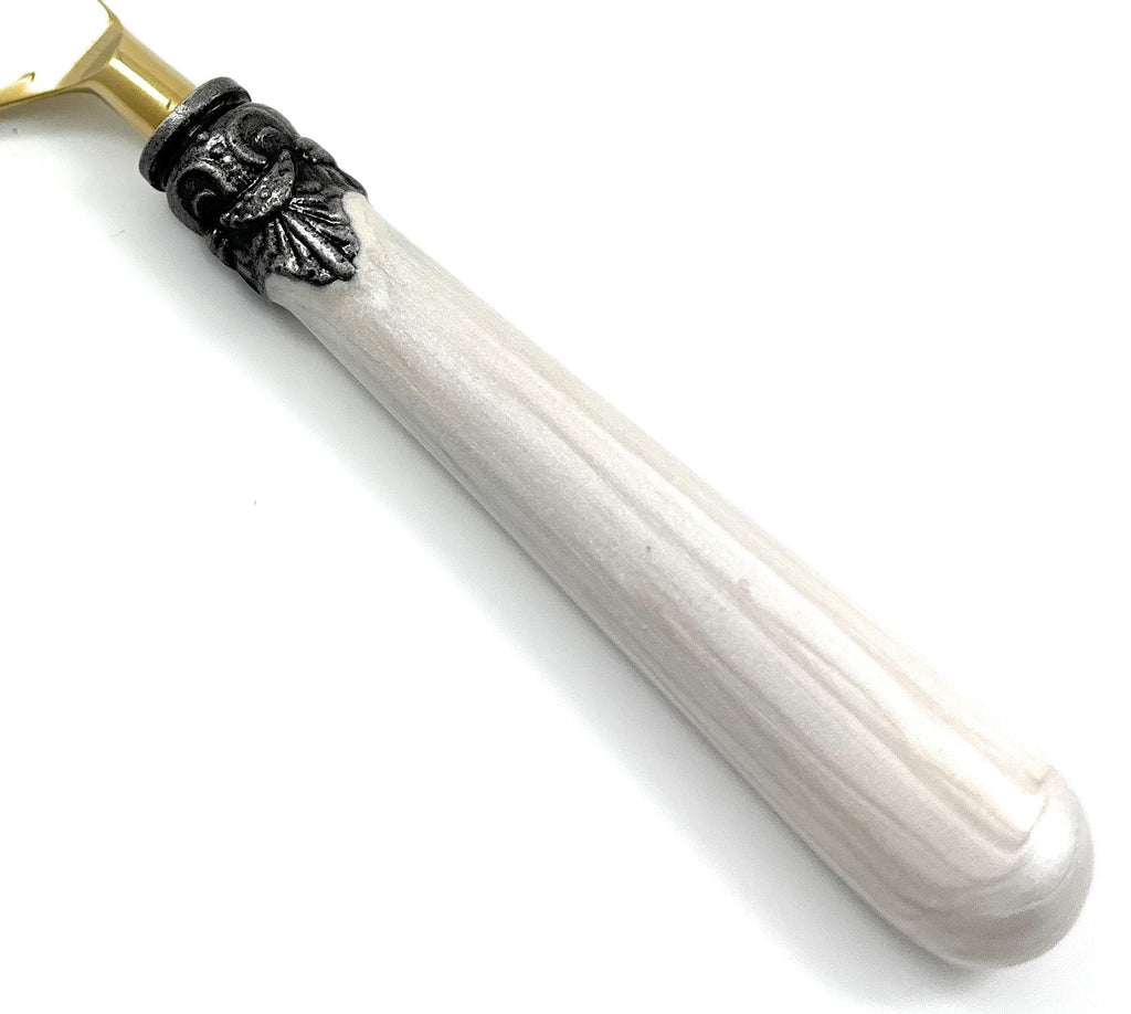 Vibhsa White Resin Handle Flatware set of 20 Antique Design