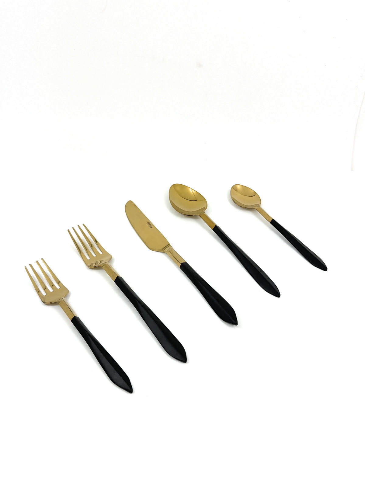 Vibhsa Stainless Steel Matte Black and Gold Flatware set of 20
