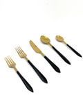 Vibhsa Stainless Steel Matte Black and Gold Flatware set of 20