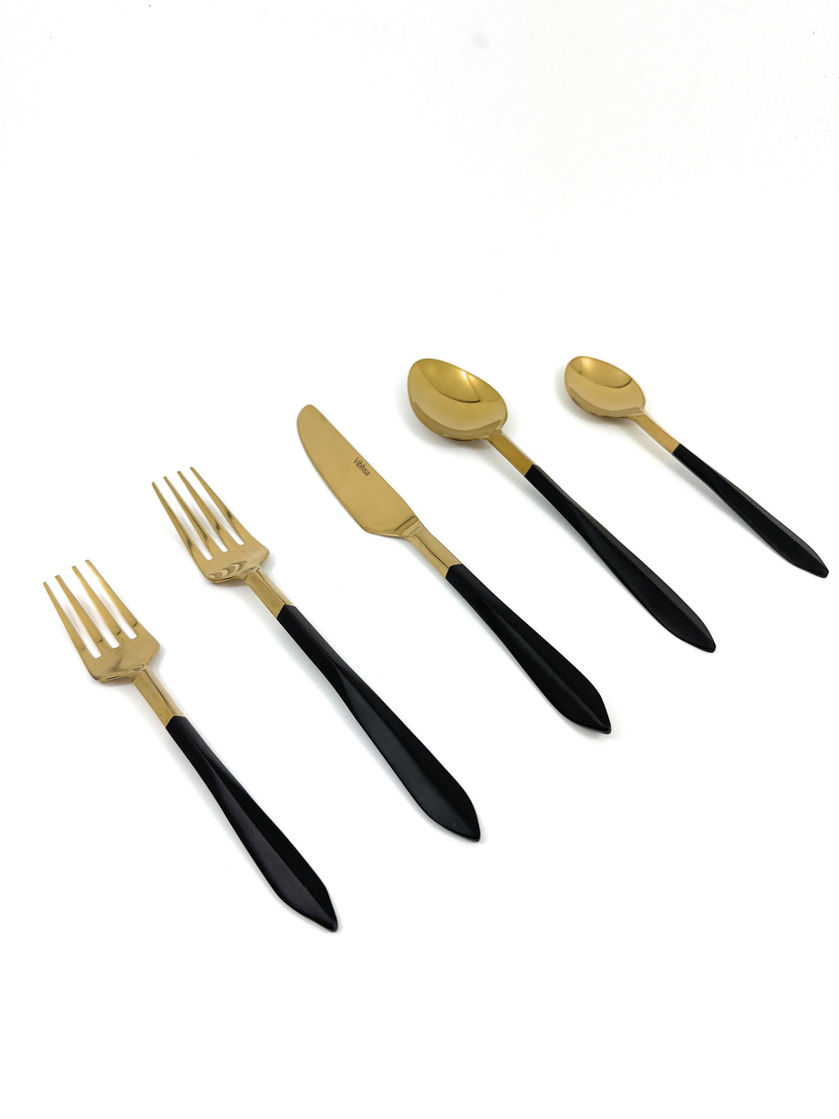 Vibhsa Stainless Steel Matte Black and Gold Flatware set of 20