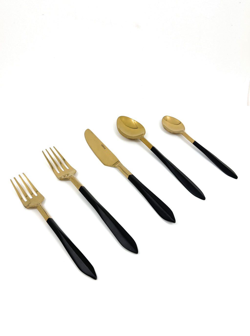 Vibhsa Stainless Steel Matte Black and Gold Flatware set of 20