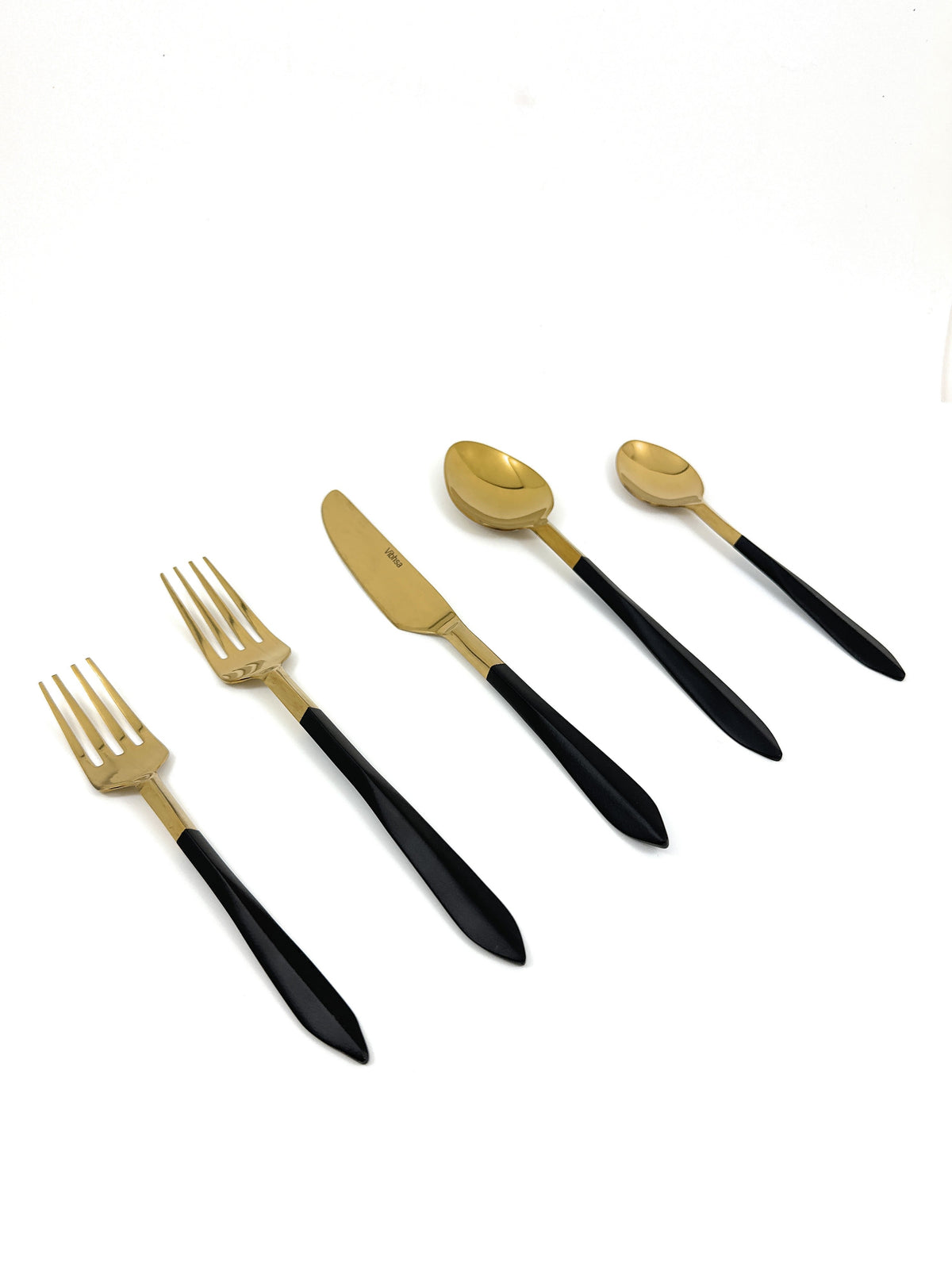 Vibhsa Stainless Steel Matte Black and Gold Flatware set of 20