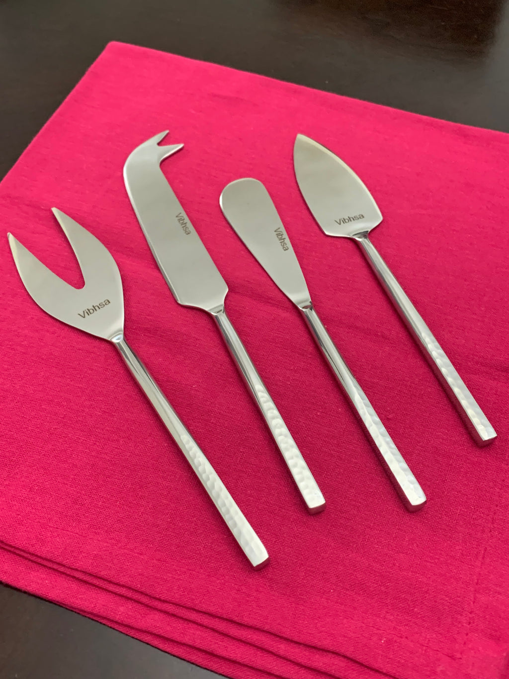 Vibhsa Silver Cheese knives set of 4 Stainless Steel