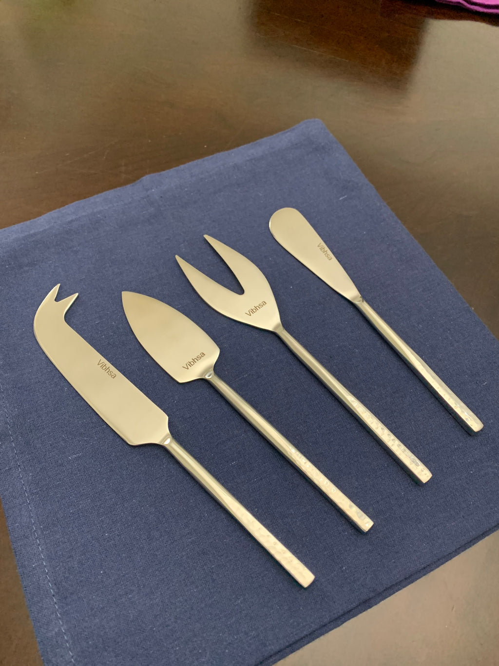 Vibhsa Silver Cheese knives set of 4 Stainless Steel