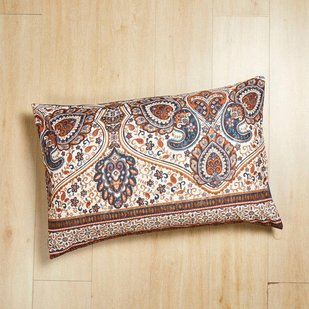 Tache Rustic Paisley Mandala Palace Teal Orange Ivory Pillowcases (KF174)