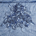 Tache Satin Floral Lace Ruffle Sweet Victorian Luxurious Blue Comforter Set (MZ002B)