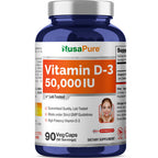 NusaPure Vitamin D3 50,000 IU 90 Vegetarian Capsules (Non-GMO)