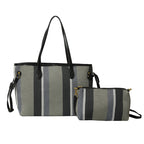 Canvas Striped Letter Print Tote – Large Shoulder & Crossbody Bag, Trendy Versatile Shopper