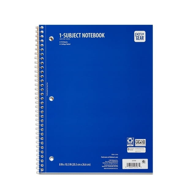 4 Pack College Rule 1 Subject Notebooks 8x10.5 (70 Sheets)