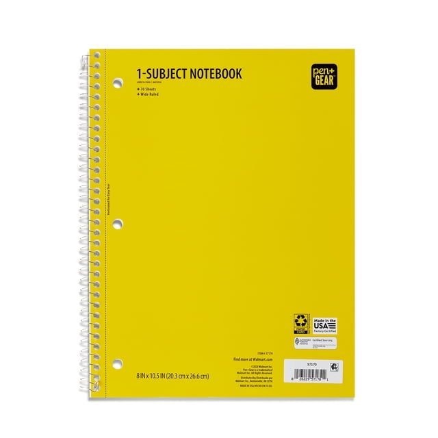 4 Pack College Rule 1 Subject Notebooks 8x10.5 (70 Sheets)
