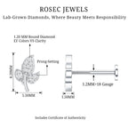 Diamond Leaf Flat Back Cartilage Stud Earring (18G) – Nature Inspired Helix & Tragus Jewelry in Gold