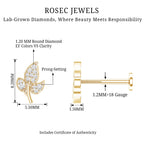 Diamond Leaf Flat Back Cartilage Stud Earring (18G) – Nature Inspired Helix & Tragus Jewelry in Gold