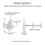 Diamond Leaf Flat Back Cartilage Stud Earring (18G) – Nature Inspired Helix & Tragus Jewelry in Gold