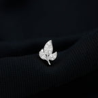 Diamond Leaf Flat Back Cartilage Stud Earring (18G) – Nature Inspired Helix & Tragus Jewelry in Gold