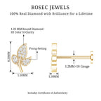 Diamond Leaf Flat Back Cartilage Stud Earring (18G) – Nature Inspired Helix & Tragus Jewelry in Gold