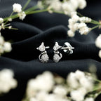 Certified Diamond Cat Kitty Earrings