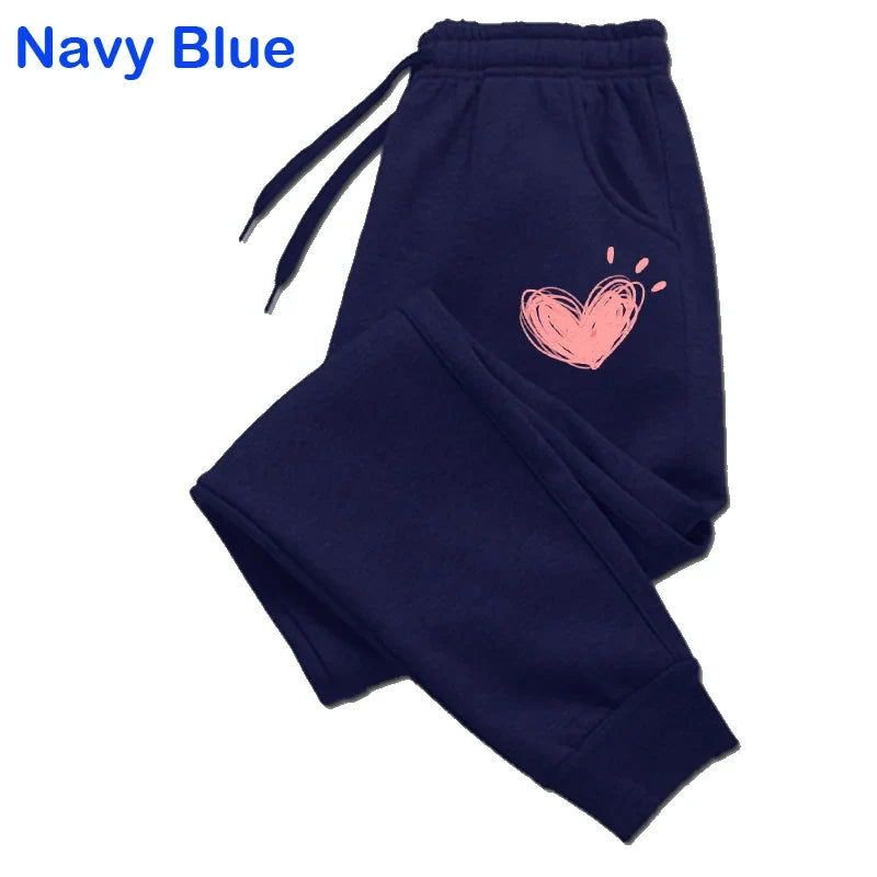 Women Cute Heart Printed Sweatpants