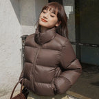 Women's Winter Cropped Puffer Jacket – Warm Padded Zip-Up Coat for Cold Weather