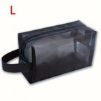 1PC Travel Black Mesh Cosmetic Bag Zipper Makeup Bag For Women Wash Toiletry Bag Makeup Organizer Portable Storage Pouch