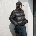 Women's Winter Cropped Puffer Jacket – Warm Padded Zip-Up Coat for Cold Weather