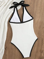 Sexy Deep V Halter High Cut One Piece Swimsuit