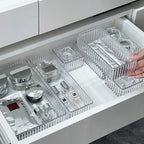 Unlimited Desk Drawer Organizers Set Plastic Bathroom Storage Makeup Organizer Clear Transparent Storage Box Bins Kitchen Gadget