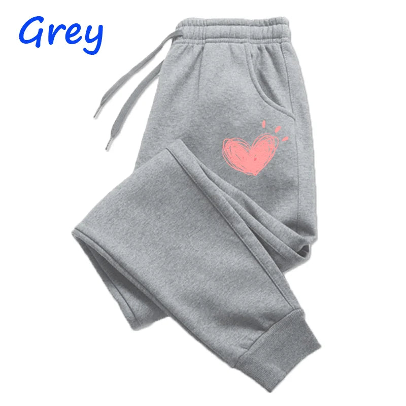 Women Cute Heart Printed Sweatpants