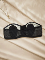 1/2 Thin Cup Sexy Strapless Bra Lace patchwork Wireless Push up bra Breathable back and Comfortable Unlined Bandeau lingerie