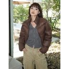 Women's Winter Cropped Puffer Jacket – Warm Padded Zip-Up Coat for Cold Weather