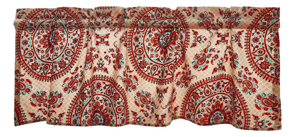 Tache Bohemian Desert Medallion Boteh Paisley Taupe Window Valance (TJ3502)