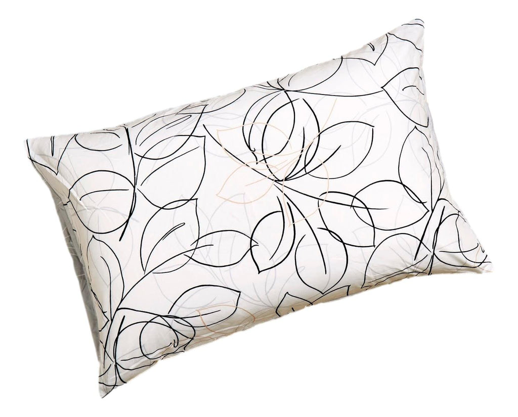Tache Modern Abstract Leaf Line Art Foliage White Grey Black Gold Pillowcases (TJ3571)