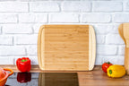 Large Wood Cutting Board for Kitchen 14x11 inch - Bamboo Chopping Board with Juice Groove - Wooden Serving Tray