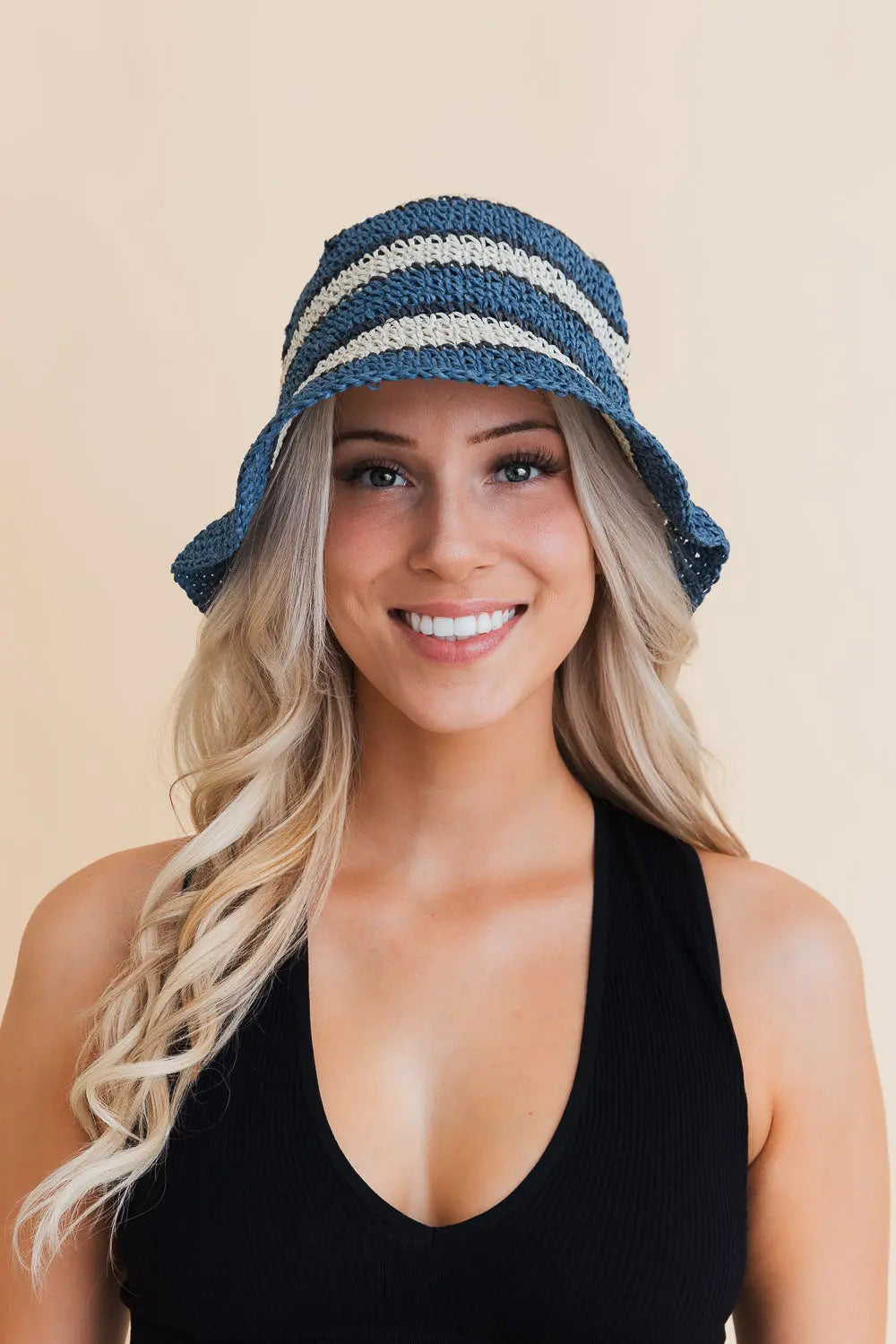 Striped Woven Sun Hat