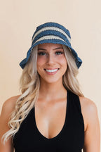 Striped Woven Sun Hat