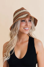 Striped Woven Sun Hat