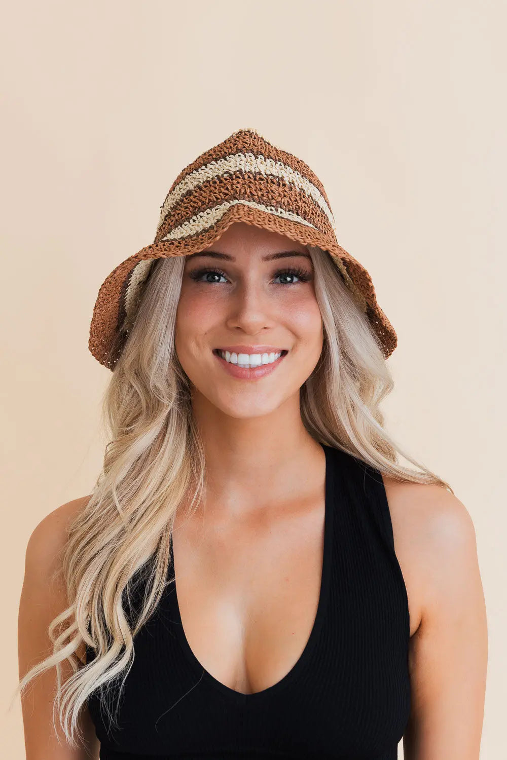 Striped Woven Sun Hat