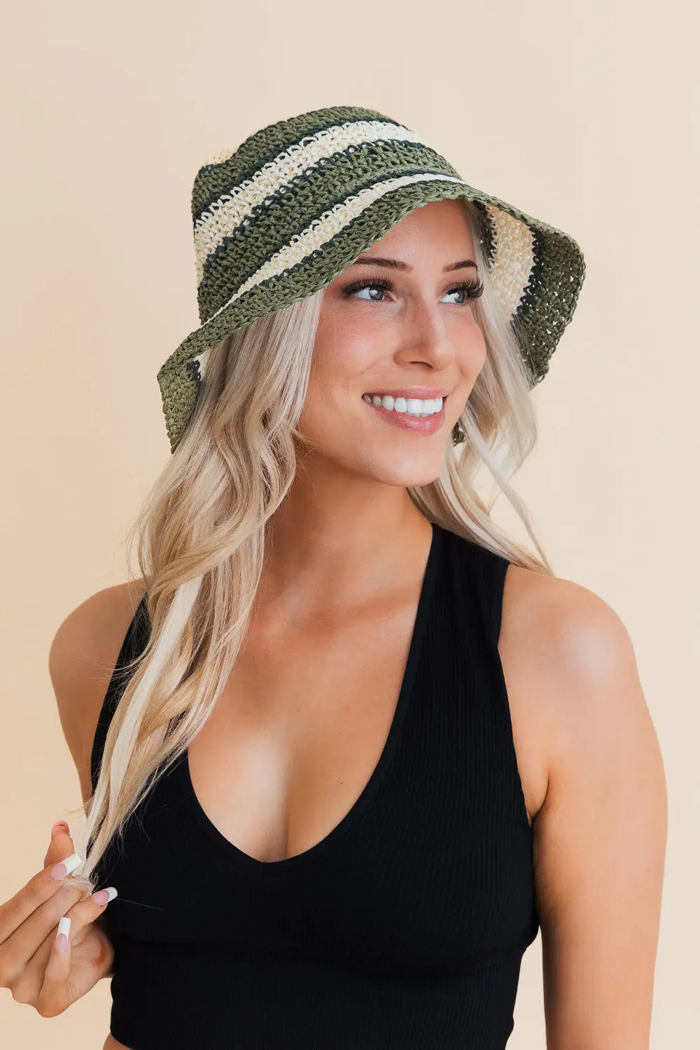 Striped Woven Sun Hat