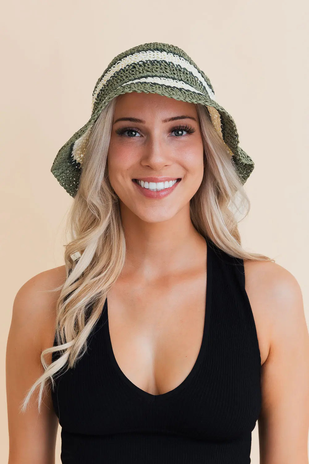 Striped Woven Sun Hat