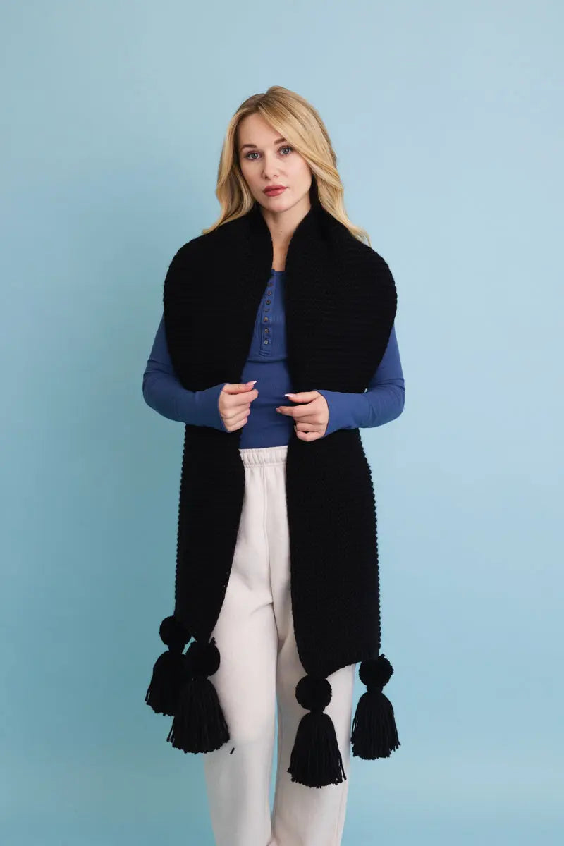 Knit Pom Pom Scarf