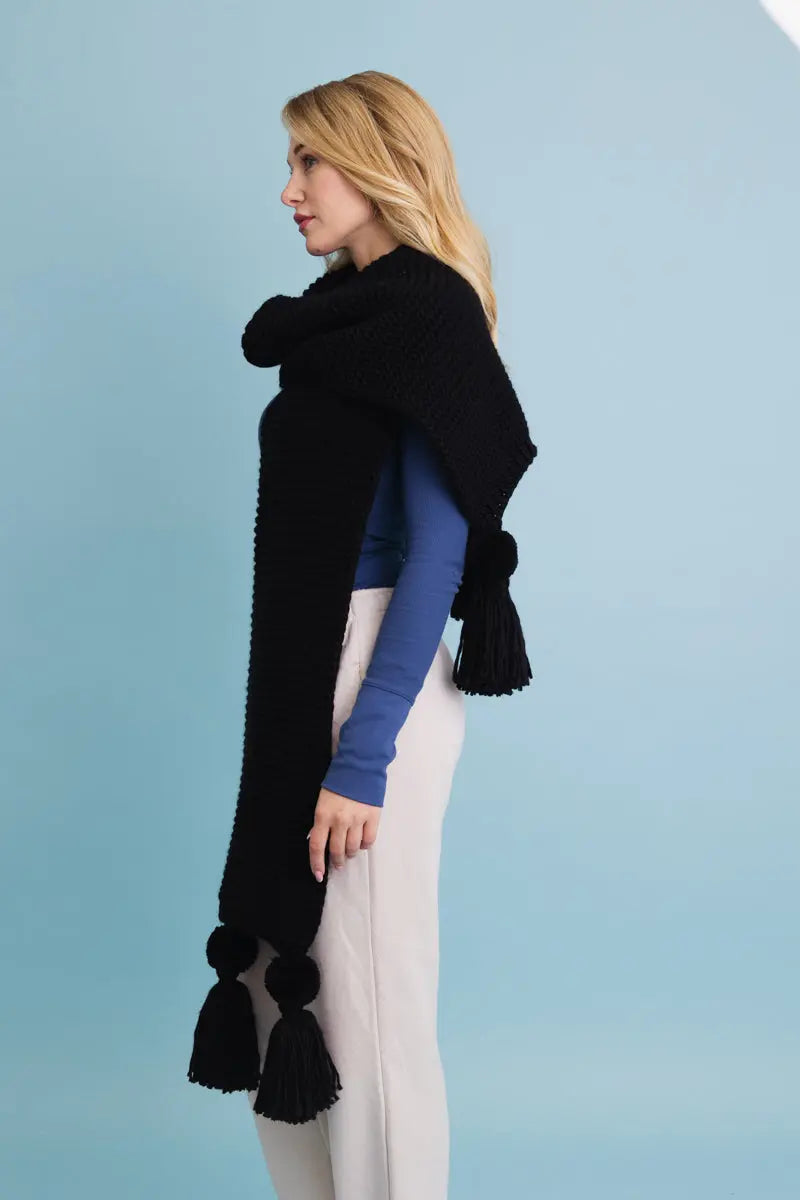 Knit Pom Pom Scarf